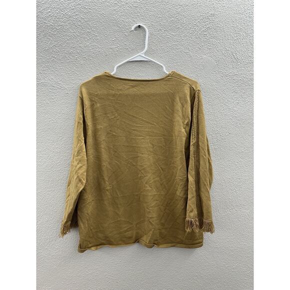 Norton Mcnaughton Womens Sweater Plus Size 1X Brown 3/4 Sleeve Fringe - Picture 7 of 12